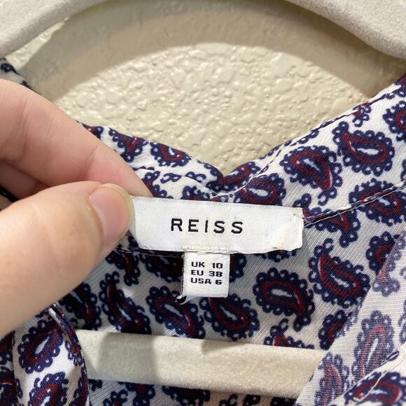 REISS Coco Printed Border Paisley Shirt Lighweight Loose Size 6 Professional - Picture 4 of 9